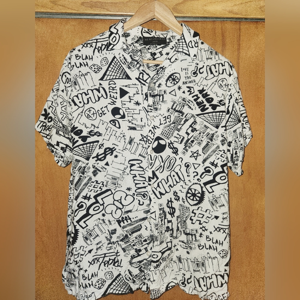 Black and White Graffiti Shirt Size L